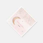 ムーンベビーシャワー上のピンクのバラの金ゴールドグリッター スタンダードカクテルナプキン (角)