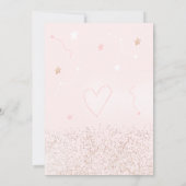 ムーンベビーシャワー上のピンクのバラの金ゴールドグリッター 招待状 (裏面)