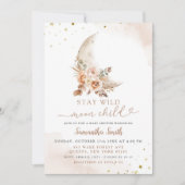 ムーンベージュボホフローラガールベビーシャワー 招待状 (正面)