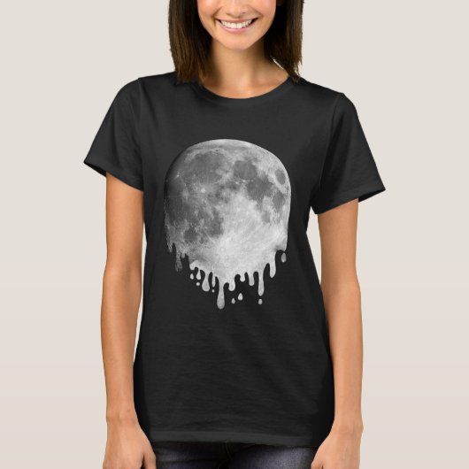 ムーンメルティングフルムーンドリッピー宇宙 Tシャツ (正面)