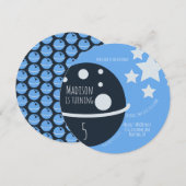 ムーンモダンバースデーパーティールラウンド招待状 案内状 (正面/裏面)