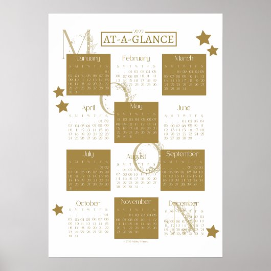 ムーンモノグラム2022ウォールカレンダーポスター ポスター (正面)