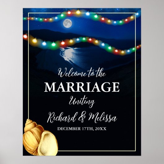 ムーンライエレガントトビーチ結婚式へようこそ ポスター (正面)