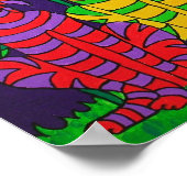 ムーンライカラフルトキャッツフォークアート ポスター (角)