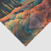 ムーンライジングオーバー山々、レトロカラーデザイン 薄葉紙 (詳細)