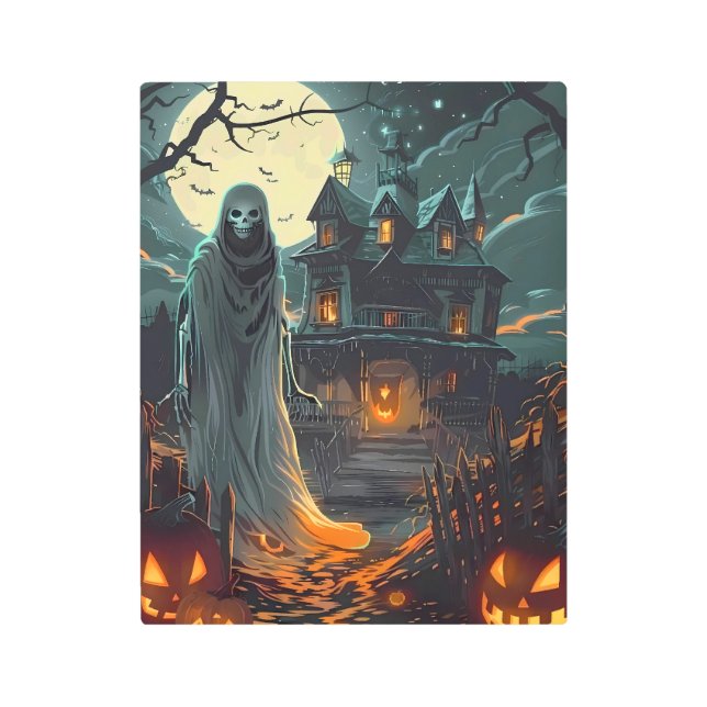 ムーンライトのハンティング – マナーの幽霊幽霊のよく出る メタルプリント (正面)