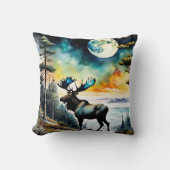 ムーンライトの下のアラスカのムース クッション (正面)