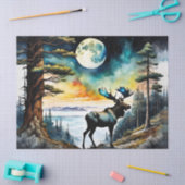 ムーンライトの下のアラスカのムース 薄葉紙 (クラフト)