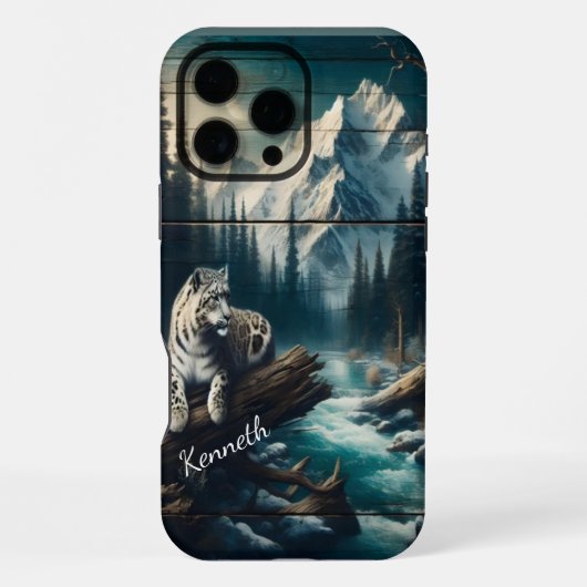 ムーンライトの下のユキヒョウ iPhoneケース (裏面)