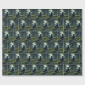 ムーンライトの木の枝に黒いヒョウ ラッピングペーパー (フラット)