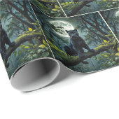 ムーンライトの木の枝に黒いヒョウ ラッピングペーパー (ロールコーナー)