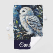 ムーンライトの枝に白フクロウパーソナライズされた ゴルフタオル (インサイチュ)