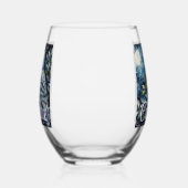 ムーンライトの枝に白フクロウパーソナライズされた ステムなしワイングラス (右)