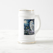 ムーンライトの枝に白フクロウパーソナライズされた ビールジョッキ (正面右)