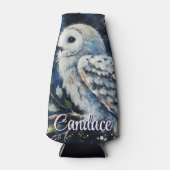 ムーンライトの枝に白フクロウパーソナライズされた ボトルクーラー (正面)