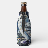ムーンライトの枝に白フクロウパーソナライズされた ボトルクーラー (ボトル裏面)
