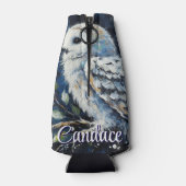 ムーンライトの枝に白フクロウパーソナライズされた ボトルクーラー (裏面)