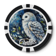 ムーンライトの枝に白フクロウパーソナライズされた