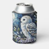 ムーンライトの枝に白フクロウパーソナライズされた 缶クーラー (缶裏面)