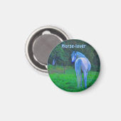 ムーンライトの白馬の磁気芸術ギフト マグネット (正面/裏面)