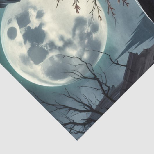 ムーンライトの通りと紫のバラを持つゴシックの魔女 薄葉紙 (詳細)