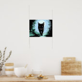 ムーンライトアウト・ザ・ムーンライトの黒猫ポスタープリントアート ポスター (キッチン)