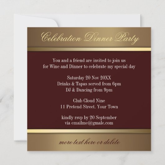 ムーンライトアースレースアダルトディナーパーティの招待状 招待状 (裏面)