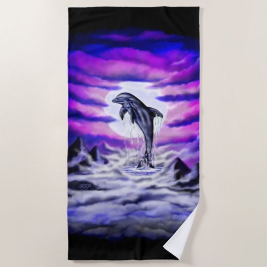 ムーンライトイルカ ビーチタオル (正面)