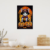 ムーンライトウィスカーズ、かわいい子猫 ポスター (キッチン)