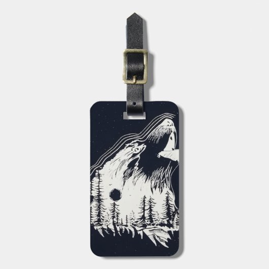 ムーンライトウィンターウルフパインツリーフォレスト ラゲッジタグ (正面縦)