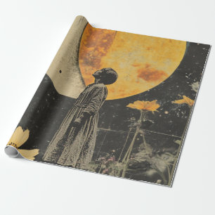 ムーンライトエレガンス – ムーン付き女性 ラッピングペーパー