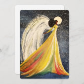 ムーンライトエンジェル絵を描ハンドフラットホリデーカード シーズンカード (正面/裏面)
