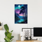 ムーンライトオアシス：竹に覆われたリバーバンク ポスター (ホームオフィス)