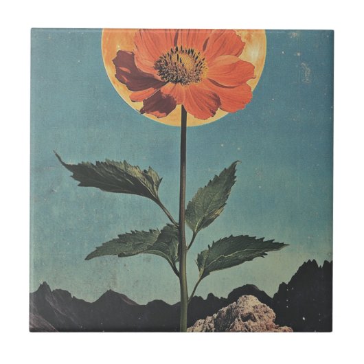 ムーンライトオレンジ開花-ヴィンテージボホチャーム(2) タイル (正面)