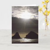 ムーンライトオーバー海ロックスオレゴン カード (黄色い花)