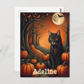 ムーンライトカボチャパーソナライズされたパッチハロウィン ポストカード (正面/裏面)