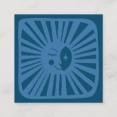 ムーンライトカワイイ魅力的ブルーソーシャルメディアQRコード スクエア名刺 (正面)