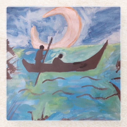 ムーンライトガラスコースターで帆 ガラスコースター (正面)