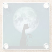 ムーンライトガラスコースターの黒猫 ガラスコースター (裏面)