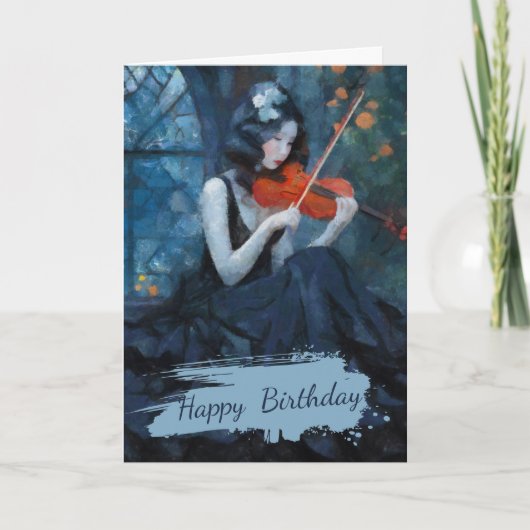 ムーンライトガーデンの暗いファンタジーゴシック様式のバイオリニスト カード (正面)