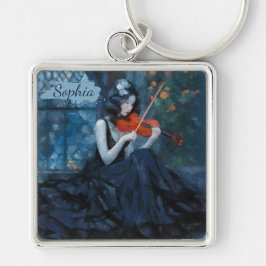 ムーンライトガーデンの暗いファンタジーゴシック様式のバイオリニスト キーホルダー