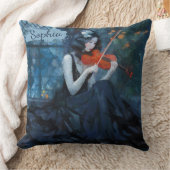 ムーンライトガーデンの暗いファンタジーゴシック様式のバイオリニスト クッション (ブランケット)