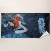 ムーンライトガーデンの暗いファンタジーゴシック様式のバイオリニスト ビーチタオル (正面)