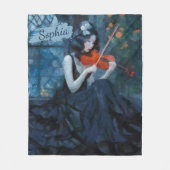 ムーンライトガーデンの暗いファンタジーゴシック様式のバイオリニスト フリースブランケット (正面)