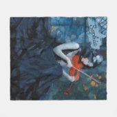 ムーンライトガーデンの暗いファンタジーゴシック様式のバイオリニスト フリースブランケット (正面(横))