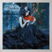 ムーンライトガーデンの暗いファンタジーゴシック様式のバイオリニスト ポスター (正面)