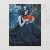 ムーンライトガーデンの暗いファンタジーゴシック様式のバイオリニスト ポストカード (正面)