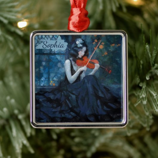ムーンライトガーデンの暗いファンタジーゴシック様式のバイオリニスト メタルオーナメント (ツリー)