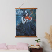 ムーンライトガーデンの暗いファンタジーゴシック様式のバイオリニスト 吊り下げ型タペストリー (寝室)