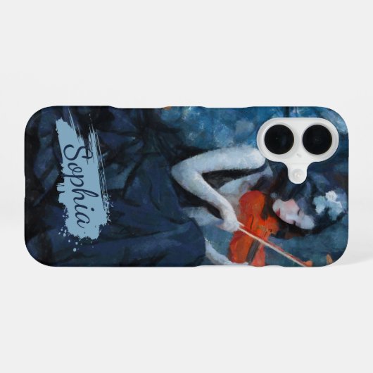 ムーンライトガーデンの暗いファンタジーゴシック様式のバイオリニスト iPhone 16ケース (裏面横)
